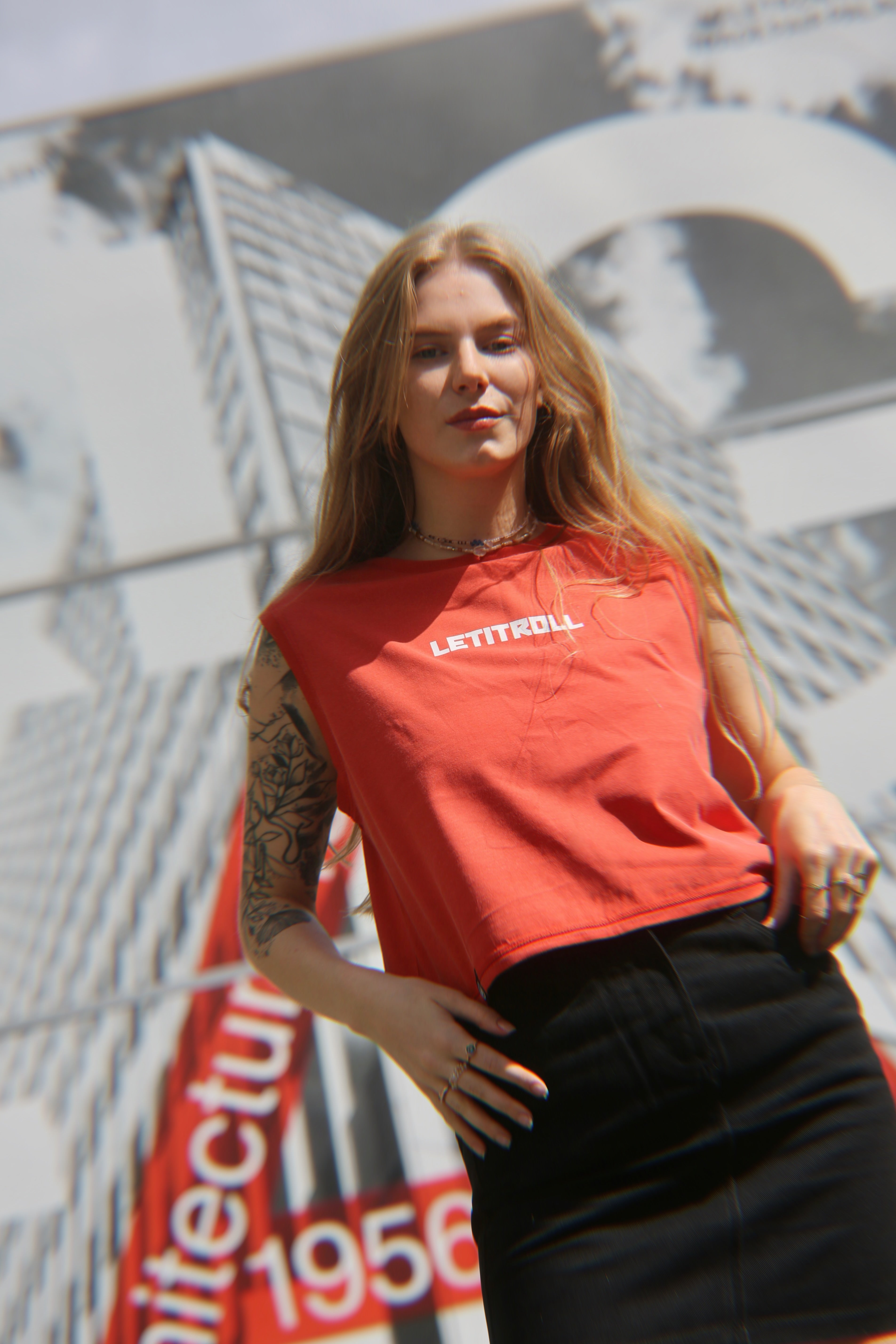 LETITROLL Dámské Croped Tílko Paprika