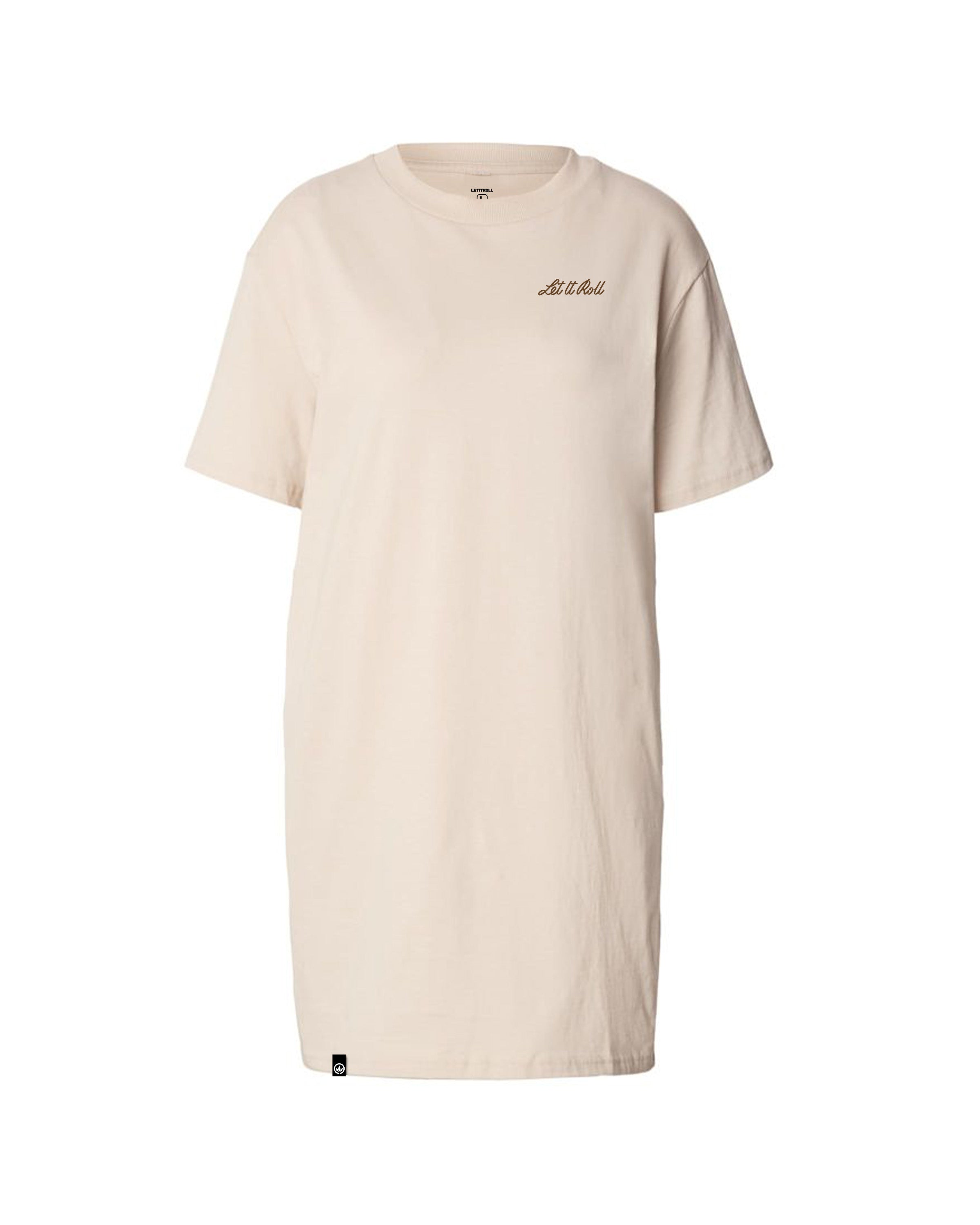 LETITROLL EMBROIDERED DAY DRESS BEIGE