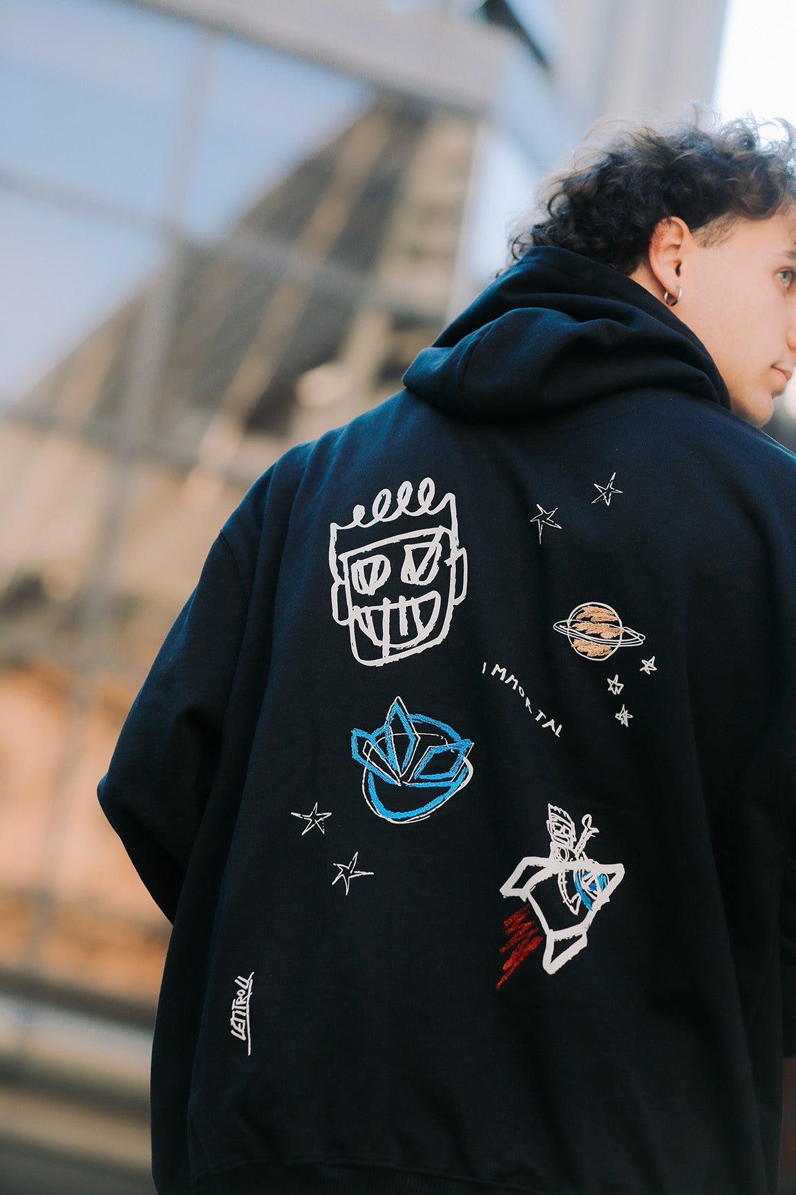 LETITROLL MIKINA ART WORK BY WILD LINES TATTOO BLUE  Hoodie