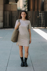LETITROLL EMBROIDERED DAY DRESS BEIGE